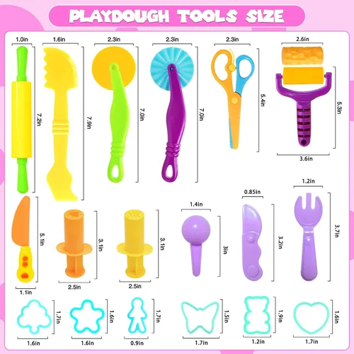 Miniatura 3 de Juego de herramientas de plastilina, 18 piezas de juegos de plastilina para niños de 4 a 8 años, accesorios creativos de plastilina con cortadores