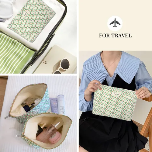 Miniatura 6 de STARDW Bolsa de maquillaje floral estética, bonita bolsa de cosméticos pequeña para mujeres y niñas, bolsa de aseo de viaje, bolsa de maquillaje