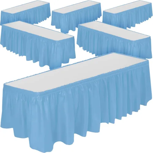 Miniatura 8 de DecorRack Paquete de 2 faldones de mesa, 29 pulgadas x 14 pies cada uno, sin BPA, desechables, reutilizables, falda rectangular para mantel