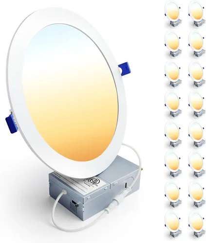 Miniatura 10 de Ensenior 16 Pack 3 Inch LED Recessed Ceiling Light, Dimmable, 2700K-5000K 5CCT, 500LM 6W 120V, High Brightness Canless Wafer Downlight - ETL&FCC&IC