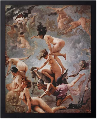 Miniatura 44 de Monem Art - Póster vintage de brujas que van a su sábado, impresión retro de brujas desnudas, arte de Halloween, arte pagano, regalo para hombres