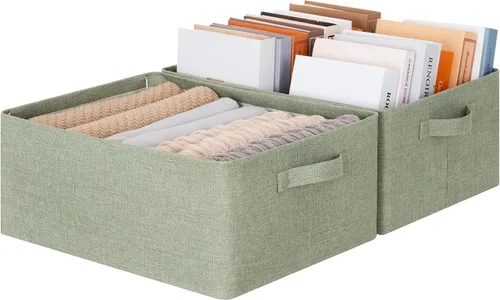Miniatura 8 de GRANNY SAYS Storage Bins for Closet, Linen Closet Organizers and Storage Baskets with Metal Frame, Shelf Storage Bins for Organizing Bedroom Gris