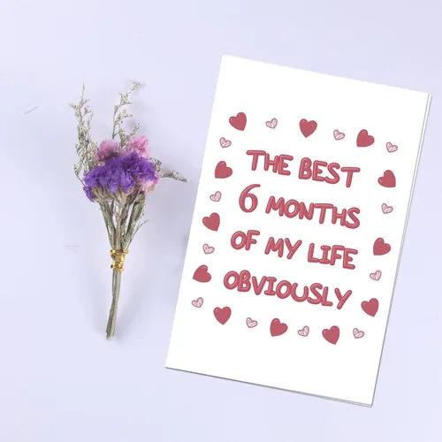 Miniatura 3 de Tarjeta de aniversario de medio año para ella él, regalo de Aday de 6 meses, tarjeta romántica del día de aniversario, tarjeta de aniversario de 6