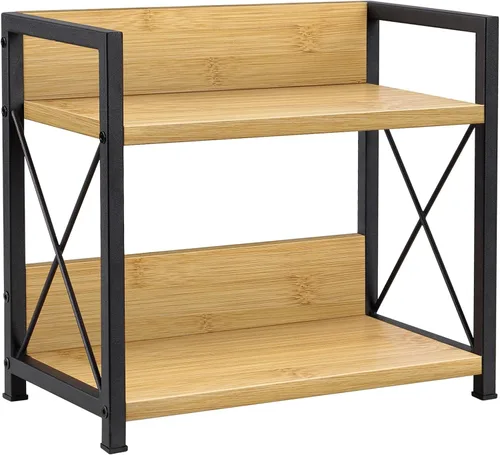 Organizador de estante de encimera Giikin, organizador de estante de especias de cocina de 2 niveles para encimera, organizador de estante de Bambú