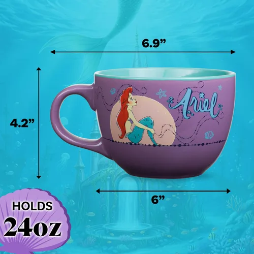 Miniatura 2 de Silver Buffalo Taza de cerámica de las princesas de Disney Sirenita Ariel Moonlight, para sopa, de 24 onzas Varios
