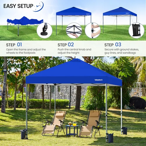 Miniatura 5 de Yaheetech Tienda de campaña desplegable de 10 x 10 con 2 ruedas integradas para movilidad, resistente al agua y refugio solar instantáneo con bolsa