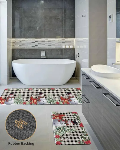 Miniatura 5 de Tapete de baño de muñeco de nieve de Navidad para bañera, antideslizante, de secado rápido y absorbente, de tierra de diatomeas, tapete de cocina