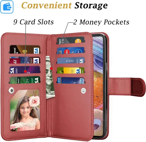 Miniatura 2 de Funda para LG Stylo 6, funda tipo cartera para LG Stylo 6, de piel sintética, para tarjetas de crédito, con función atril, desmontable, magnética