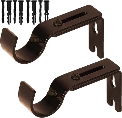 Miniatura 15 de Soportes de barra de cortina de alta calidad, paquete de 2 soportes de pared ajustables, soportes para barra de cortina para barra de 1 pulgada Negro