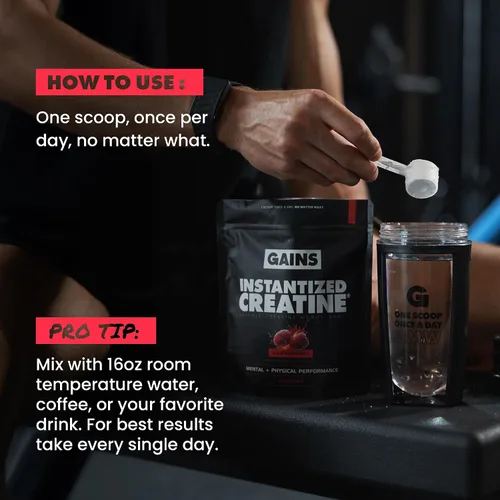 Miniatura 5 de Ganancias en monohidrato de creatina instantánea a granel para mujeres y hombres, polvo soluble para antes del entrenamiento, apoya la construcción