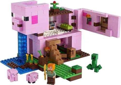 Miniatura 4 de LEGO Minecraft La casa del cerdo, 21170 con Alex, Creeper y 2 figuras de cerdo, juguete de construcción de animales, gran regalo para niños, niños