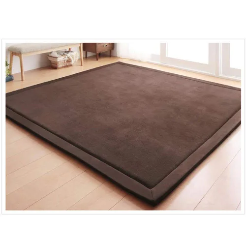 Miniatura 15 de Loartee Alfombras de Terciopelo Coral para Gatear (4'11"x4'11", Beige) para Área de Juego de Niños Pequeños Alfombras Tapete de Yoga Almohadillas