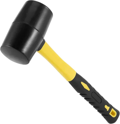 Miniatura 6 de 3 martillos de mazo de goma negra de 16 onzas, mazo de goma con mango antideslizante para camping, carpintería y suelos