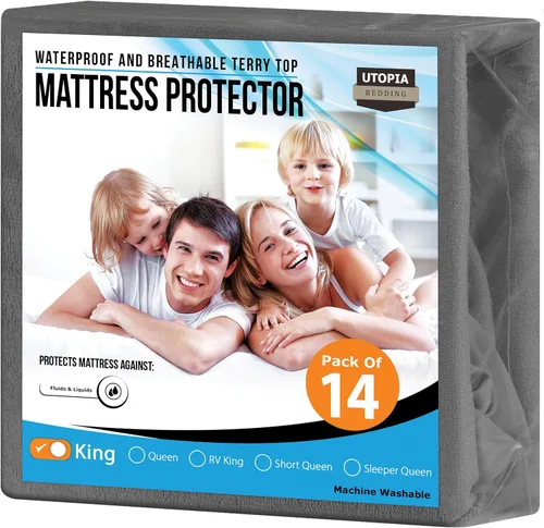 Miniatura 46 de Utopia Bedding – Protector impermeable de colchón tamaño individual, funda de colchón de terry premium de 200 GSM, transpirable, estilo ajustado