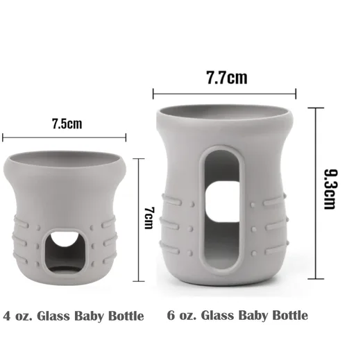 Miniatura 6 de haakaa Funda de vidrio para biberón, funda de silicona antideslizante para biberón de vidrio de cuello ancho, 4.2 onzas, 1 paquete