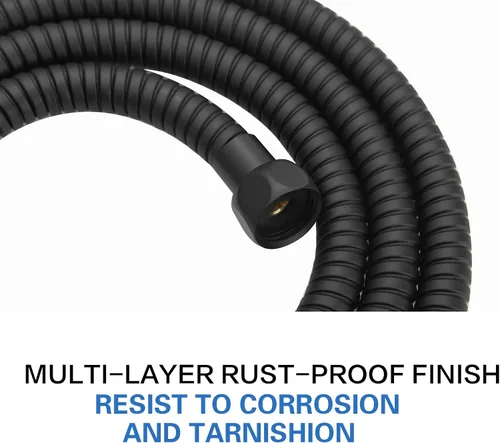 Miniatura 8 de RUMOSE Manguera de ducha de 69 pulgadas, manguera de extensión de cabezal de ducha de acero inoxidable extra larga, accesorio de tubo de ducha Negro