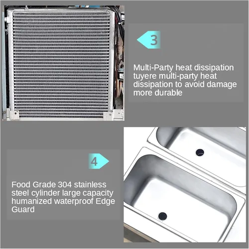 Miniatura 7 de Kolice ETL Commercial 3 sabores, máquina de helado suave de yogurt de gelato-2+1 sabores mixtos, tanques superiores refrigerados, encimera, conteo