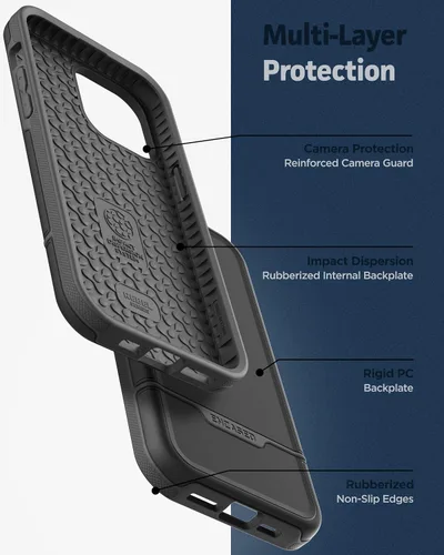 Miniatura 4 de ENCASED Funda a prueba de golpes compatible con iPhone 14, funda ultra protectora resistente para teléfono, serie Rebel (negro)