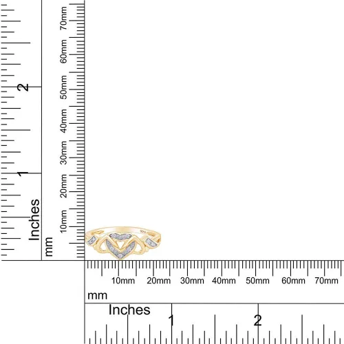 Miniatura 5 de Jewel Zone US - Anillo de compromiso con triple corazón de diamante natural blanco en oro de 14 quilates sobre plata de ley (0,03 quilates)