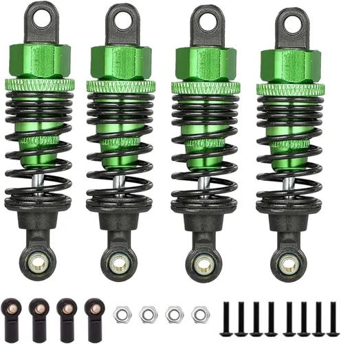 Miniatura 3 de Amortiguador de amortiguadores de choques RC rellenos de aceite de aluminio para Tamiya TT01 Mf-01x 1/10 RC Car Upgrade Parts 4 unids/set (verde)