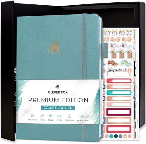 Clever Fox Agenda Diaria, edición superior. - Planificador diario de lujo con horario por hora, organizador personal, diario de productividad y