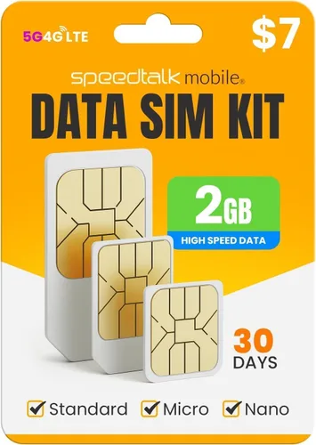 SpeedTalk Data Only - Tarjeta SIM prepagada para Estados Unidos | 2 GB durante 30 días | Red 5G/ 4G LTE para IoT, rastreadores GPS, tabletas,