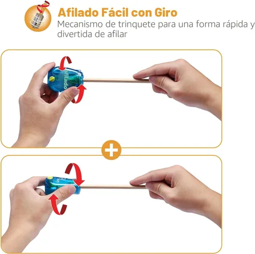 Miniatura 5 de Bostitch Office Twist-n-Sharp Sacapuntas de Lápices, para Niños y Lápices de Colores, Colores Surtidos (PS1-BLUE-2PK)