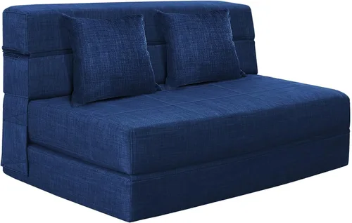 Miniatura 10 de Nigoone Sofá cama plegable de espuma viscoelástica con cojín, silla reclinable, sofá cama individual convertible para invitados, futón, funda Azul