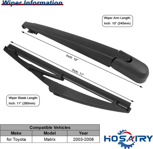 Miniatura 2 de Juego de escobillas de brazo de limpiaparabrisas trasero para Toyota Matrix 2003-2008 Asamblea de limpiaparabrisas trasero 85241-42040 85242-12090