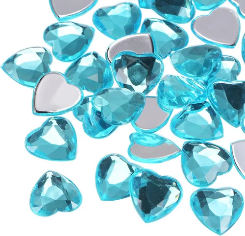 Miniatura 9 de MECCANIXITY 60 calcomanías acrílicas de diamantes de imitación de corazón de 0.315 in con parte trasera plana, gemas de plástico para manualidades