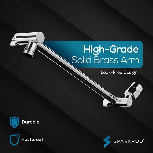 Miniatura 8 de SparkPod Cabezal de ducha tipo lluvia cuadrado con brazo de extensión, cabezal de ducha de altura ajustable con rendimiento de alta presión, fácil