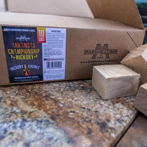 Miniatura 8 de MARSHALLTOWN Arkansas Championship Hickory Chunks, caja de 10 libras de trozos de ahumador de hickory americano genuino, HCKCHNK10