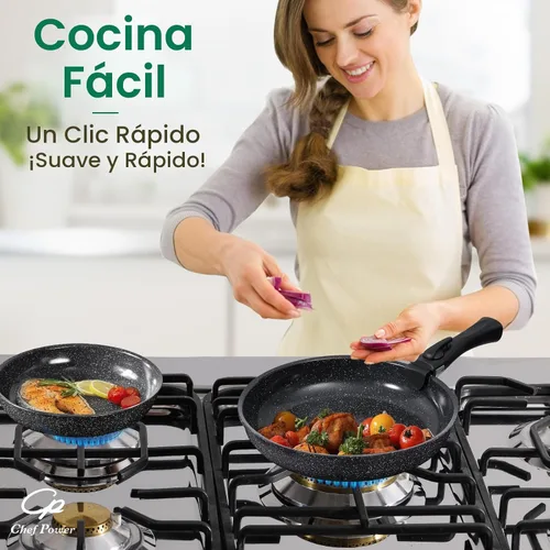 Miniatura 7 de Chef Power - Juego de ollas y sartenes antiadherentes de cerámica de 19 piezas con mango desmontable, juego de ollas y sartenes apto para inducción