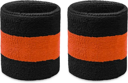 COUVER Terry Cloth - Muñequeras de tela de rizo a rayas de 2 colores para hombres, mujeres, niños y niñas, 1 par