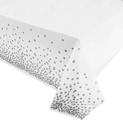 Miniatura 11 de Mantel de plástico para fiestas, manteles desechables, diseño elegante, decoración de lunares rosados, blanco, impermeable, rectangular, 54 x 108