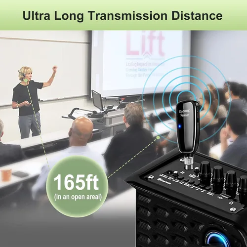 Miniatura 3 de Auriculares con Micrófono Inalámbrico, Sistema de Micrófono y Altavoz de Cabeza UHF, Auriculares Profesionales con Amplificador de Voz y Micrófonos