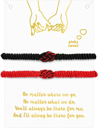 2 pulseras a juego para parejas color rojonegro novia relación color rosado regalo para el día de San Valentín para ella y él