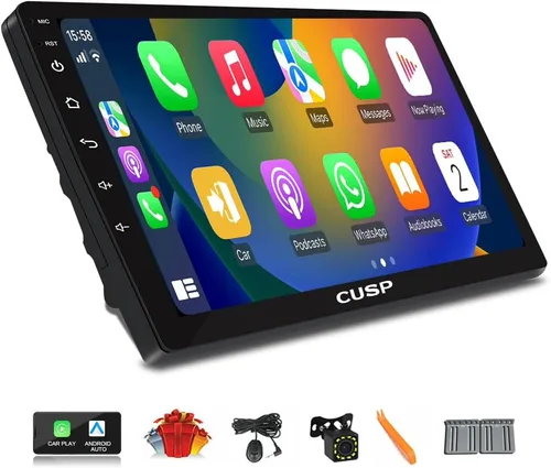 Miniatura 8 de CUSP Radio estéreo de coche doble DIN de 10.1 pulgadas, Android 4GB+64GB pantalla táctil principal con CarPlay inalámbrico y Android Auto