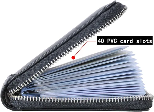 Miniatura 3 de Yuhan Pretty Cartera grande de cuero para pasaporte con 42 ranuras para tarjetas de crédito