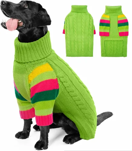Suéteres XXL elásticos para perros, suéter de punto de cuello alto para perros extra grandes, suéteres para perros de tamaño grande, suéter cálido