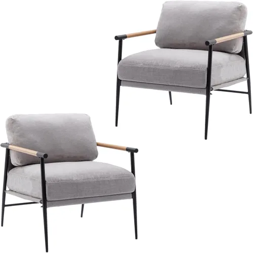 Miniatura 14 de Ya-Home Silla Decorativa de Mediados del Siglo, Silla Suave de Chenille con Patas de Metal Negro, Silla Tapizada de Ocio para Sala de Estar Beige