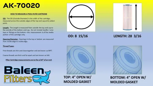 Miniatura 3 de Baleen Filters Filtro de piscina de 200 pies cuadrados que reemplaza a los cartuchos de filtro de piscina y spa Unicel C-8420, Pleatco PWWPC200