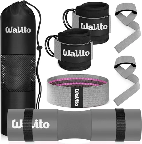 Miniatura 7 de WALITO 8Pcs Barbell Pad Set for Hip Thrust - Squat Pad,Gym Accessories for Women with Bar Bad,Bench Press, with Gym Ankle Straps,Resistance Bands