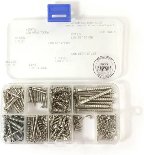 Kit de MAKA para tornillos de guitarra, caja de surtido para puente de guitarra eléctrica, pastilla, golpeador, afinador, interruptor, placa del