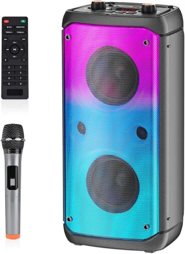 Altavoz Bluetooth, 80W de potencia máxima, inalámbrico, TWS, portátil, para exteriores, altavoces para fiestas con subwoofer, graves profundos, Negro
