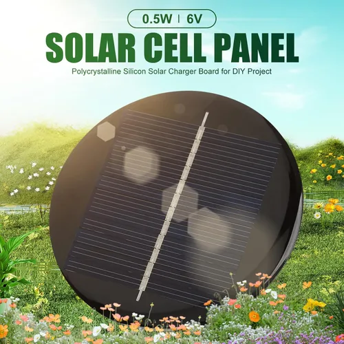 Miniatura 2 de Mini panel solar de 2 piezas de 0.5 W 6 V, panel de células solares policristalinas redondas de 3 pulgadas, para reloj inteligente, cámaras