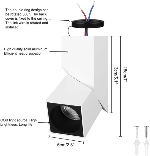 Miniatura 5 de Foco de techo LED para interiores, lámpara de pared ajustable de 360°, focos artísticos de bricolaje, luz blanca fría de 12 W, luz blanca fría