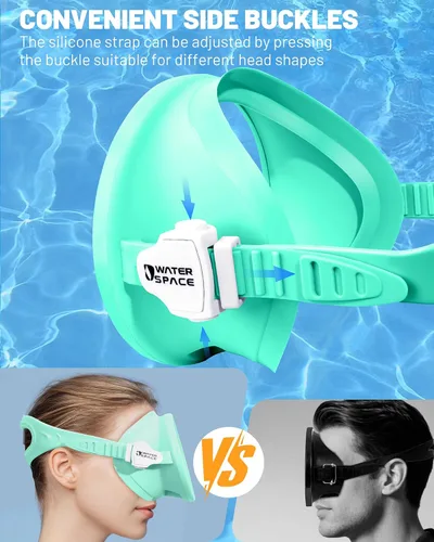 Miniatura 5 de Water Space Diving Mask for Youth Adults Men Women Oval Tempered Glass Lens 180° Clear View Snorkeling Swimming
