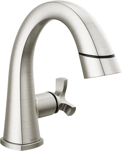 Miniatura 7 de Delta Grifo de baño extraíble Stryke, grifo de baño extraíble, grifo de baño cromado de un solo orificio con rociador extraíble, grifo de lavabo