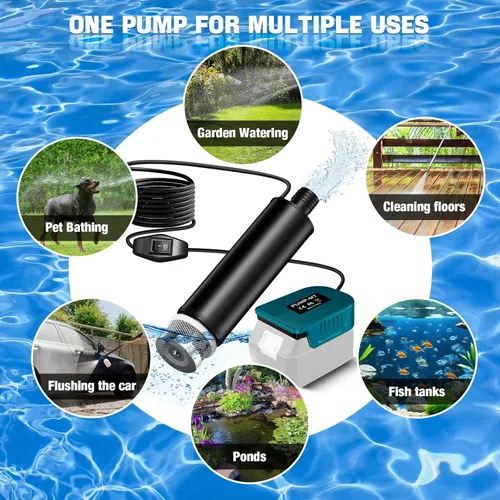 Miniatura 4 de Bomba de agua para Makita Battery 18V LXT, bomba sumergible portátil, pequeña bomba eléctrica inalámbrica de transferencia de agua de 500 GPH